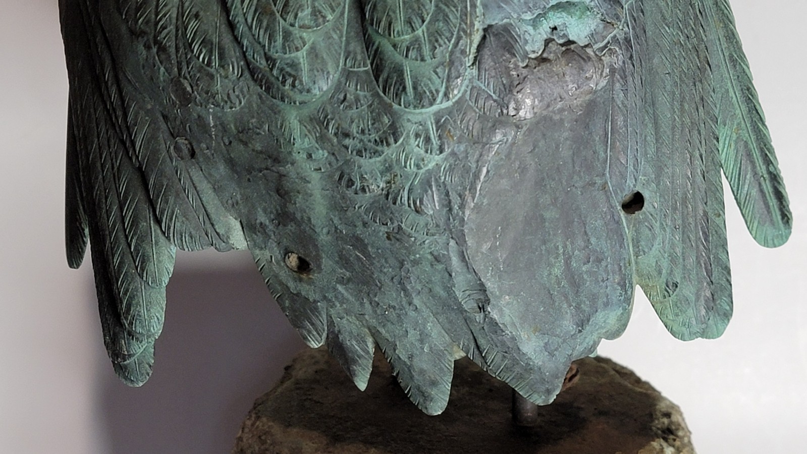 Antique 13" Bronze Verdigris Fountain Crane Salvaged Highly Detailed 9.8 LBS