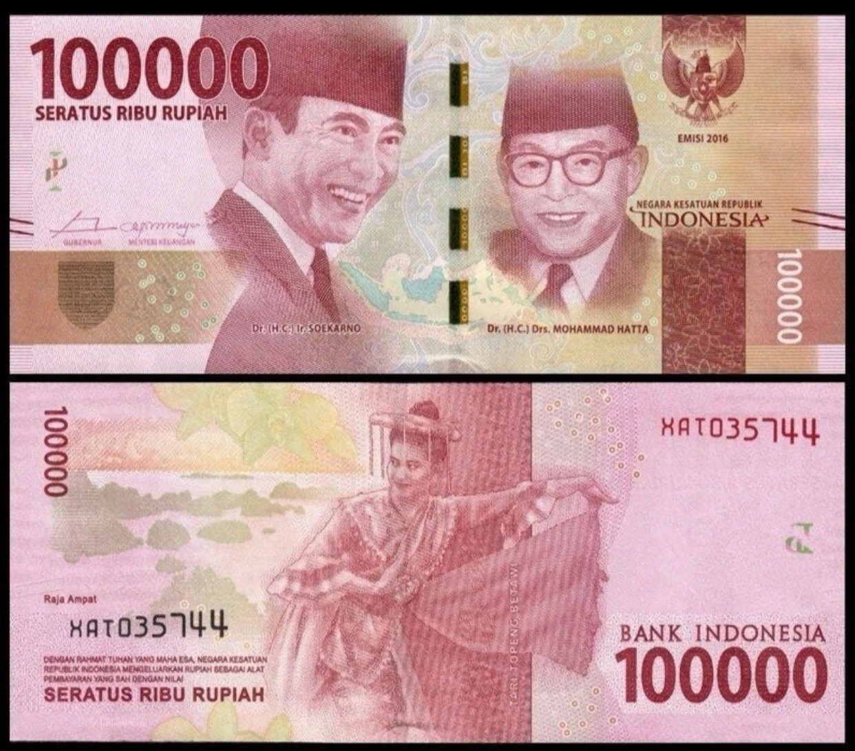 100,000 INDONESIA RUPIAH 100k AUTHENTIC Verified 100000 !!! IDR Indonesian
