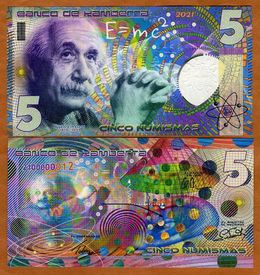 Kamberra, 5 Numismas, 2022-2023, UNC Einstein, New issue, Completely redesigned
