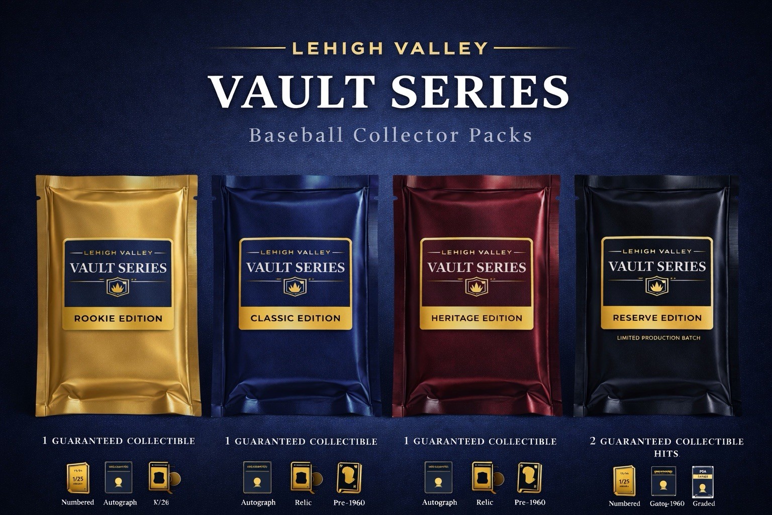 Lehigh Valley Vault Series Diamond Edition - 10 Baseball Cards 2 Guaranteed Hits