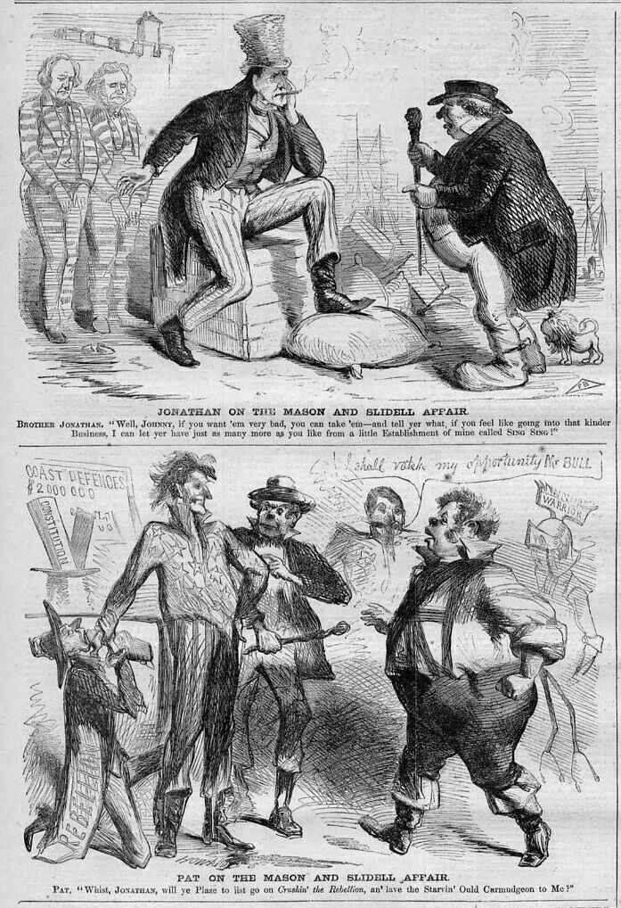 CIVIL WAR 1862 BROTHER JONATHAN MASON AND SLIDELL AFFAIR CONSTITUTION REBELLION