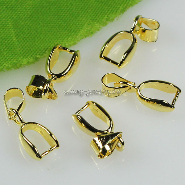 50/100/200pcs Pendant Pinch Bails Silver/Dull Silver/Gold Plated 14mm/16mm/20mm