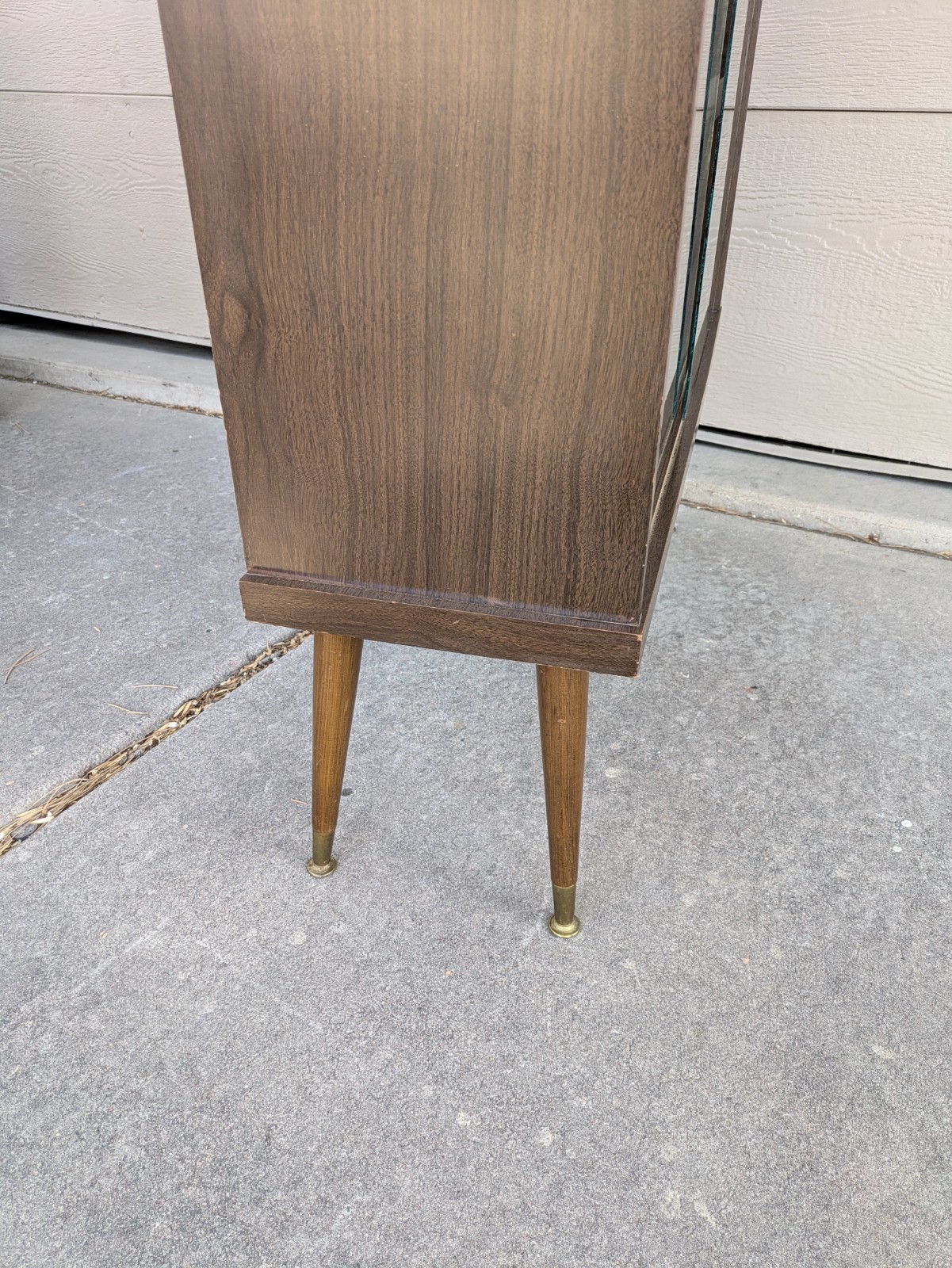 Vintage Mid Century Modern Bookcase Shelf Display Cabinet Sliding Glass Door E26