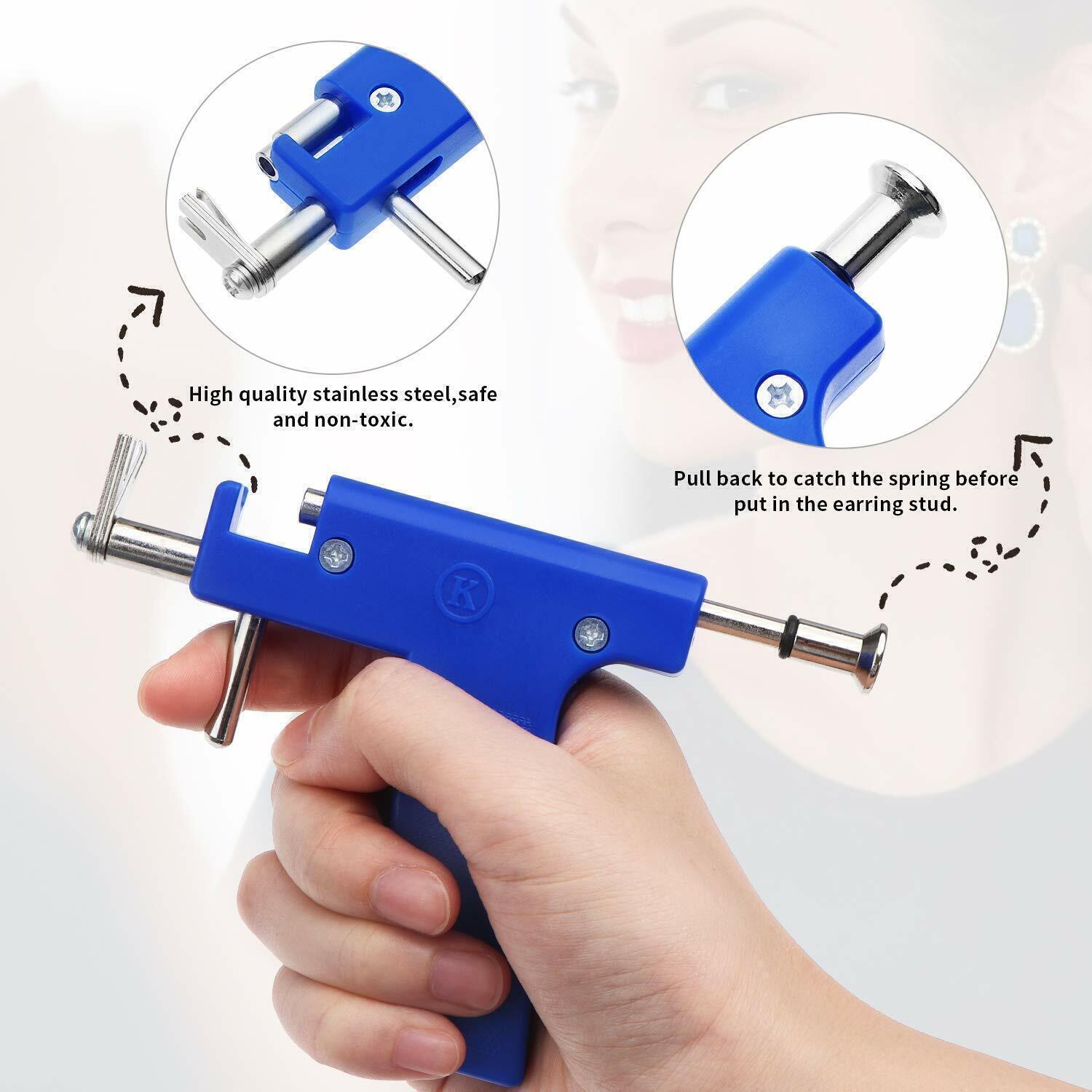 Professional DIY Ear Piercing Gun Body Nose Navel Tool Kit Jewelry with 98 Studs