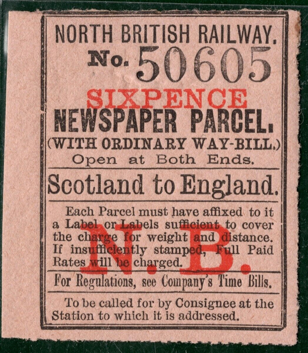 GB Scotland NORTH BRITISH RAILWAY QV Newspaper Parcel Stamp 6d *NBR* Mint BL2W32