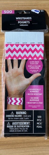 Event wristbands - All Number Sequenced, Choose theme, color & +