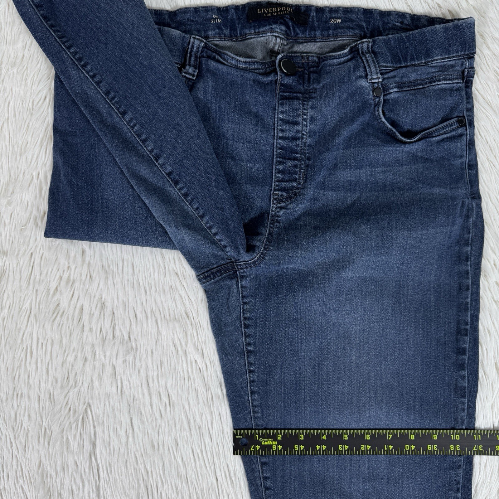 Liverpool Blue Dark Wash High Waisted The Slim Straight Denim Jeans Women's 20W