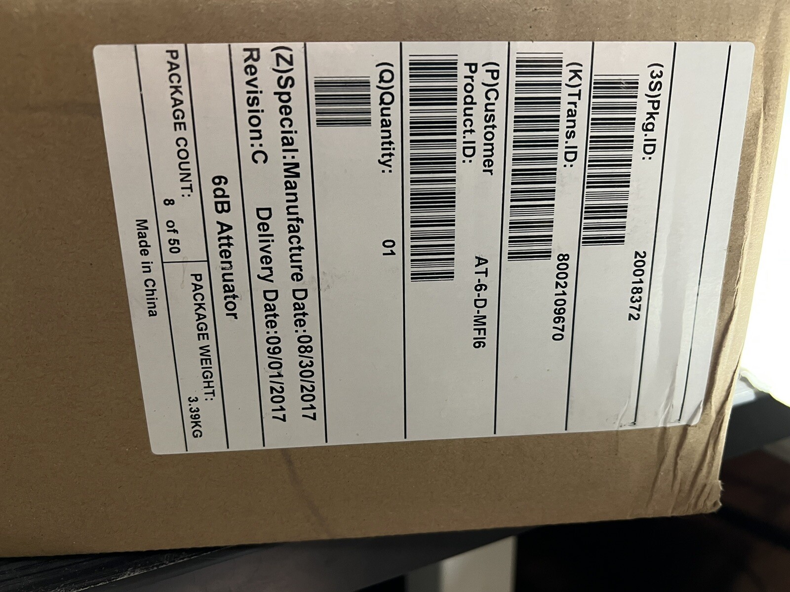 Commscope Andrew Passive Device AT-6-N-MFI6 6 dB Low PIM Attenuator 555–2700 MHz