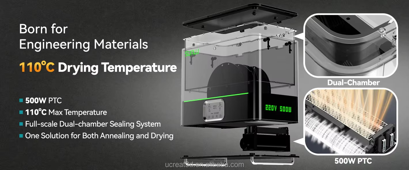 SUNLU FilaDryer E2 up to 110℃ Professional Drying Engineering Filament Dryer