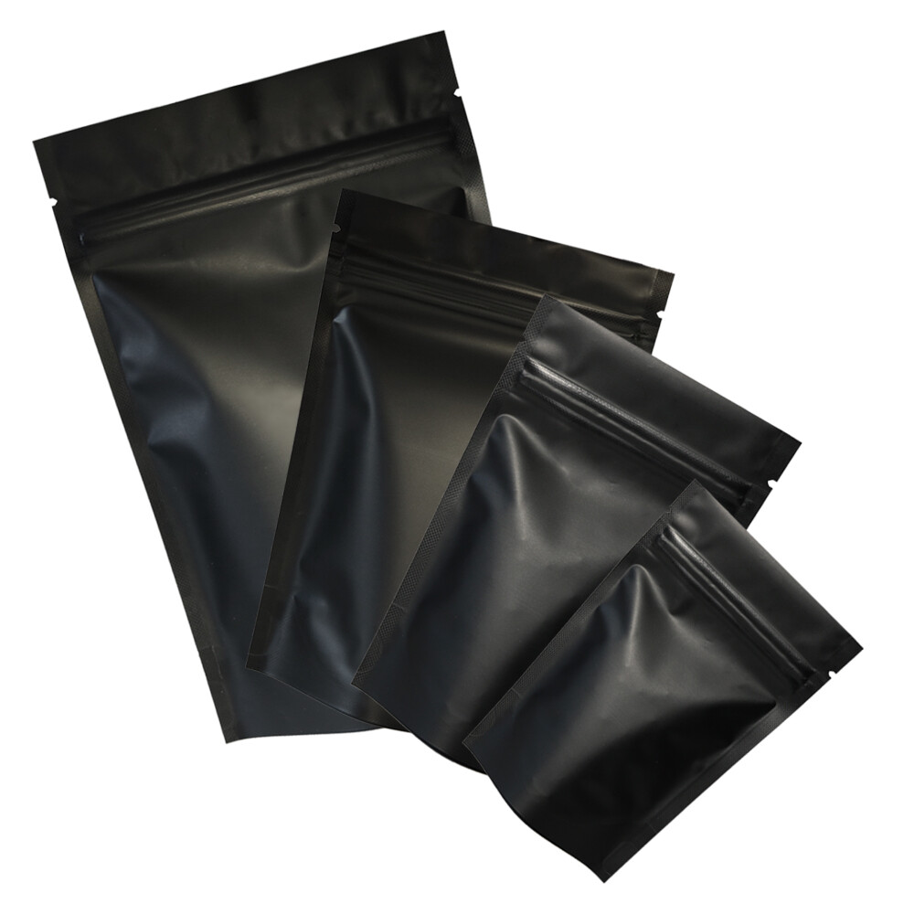 Double-Sided Black Stand Up Mylar QuickQlick™ Resealable Bags Multiple QTY Sizes