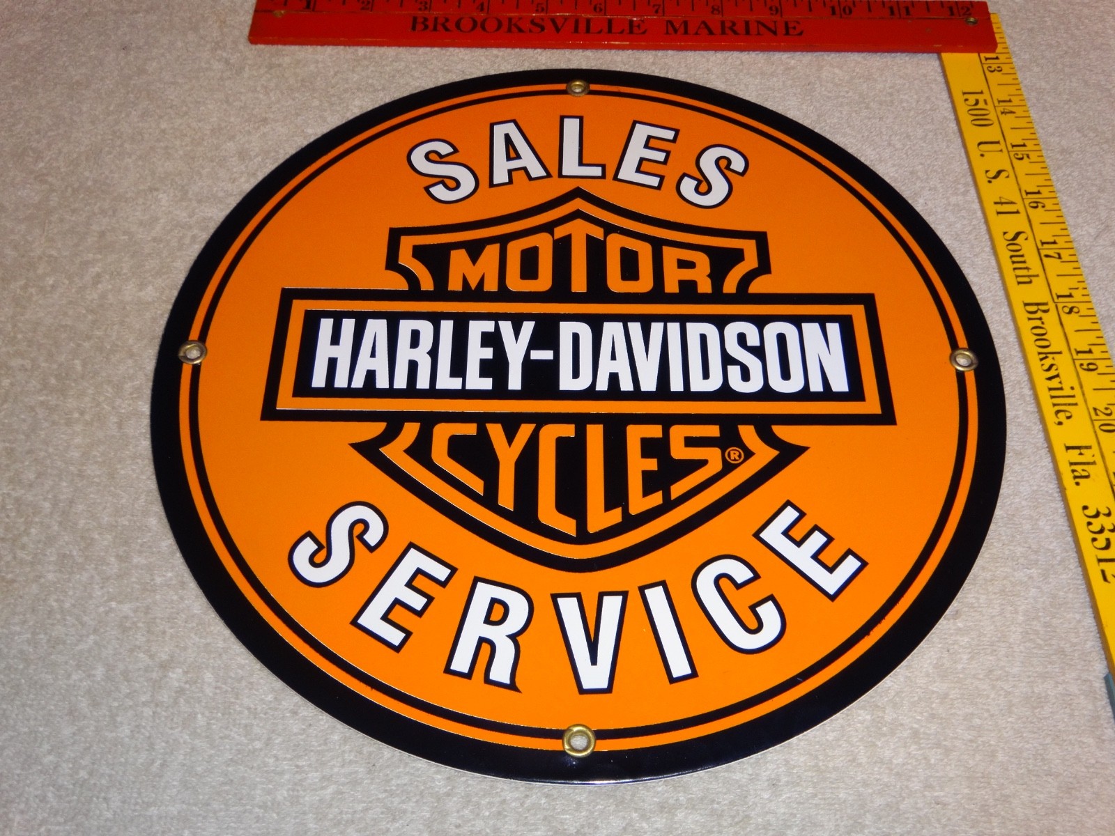 VINTAGE HARLEY DAVIDSON MOTORCYCLE SALES SERVICE DEALER PORCELAIN GASOLINE SIGN!