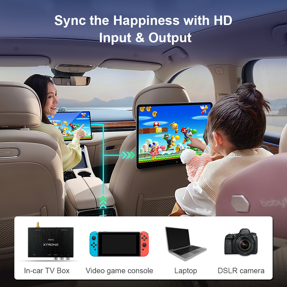 14" Android 64GB QHD Screen Car TV Backseat Headrest Monitor 4K WiFi +Headphones