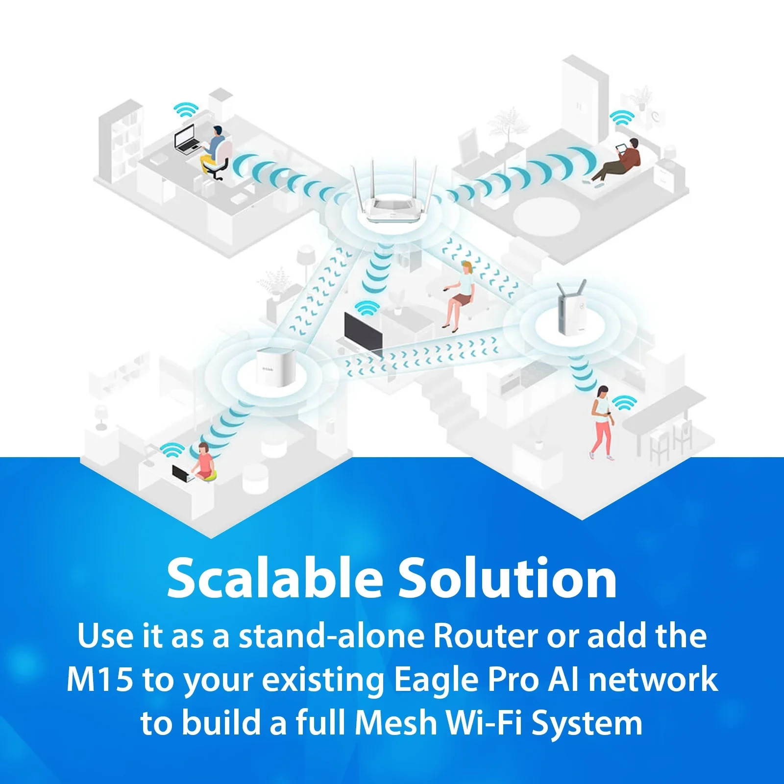 D-Link M15 AX1500 WiFi 6 Mesh Router 3-Pack | Alexa | Google | Whole Home