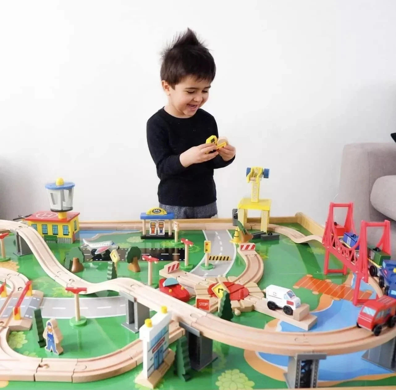 Kid's Wood Play Railway Train Table Set 120 Pc Brio Thomas & Friends Compatible