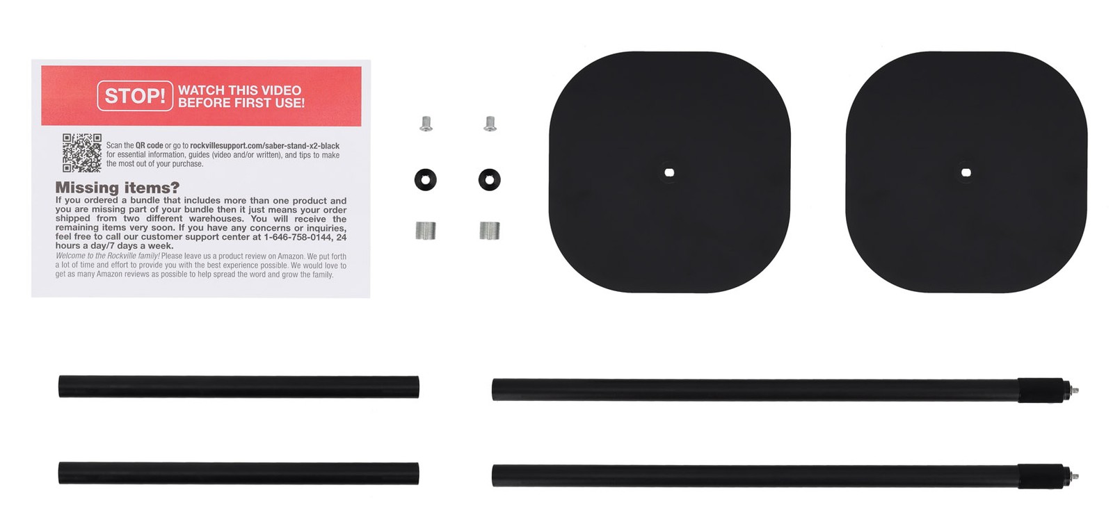 Rockville SABER STAND X2 BLACK Pair of Stands for Rock Saber Lights + Travel Bag