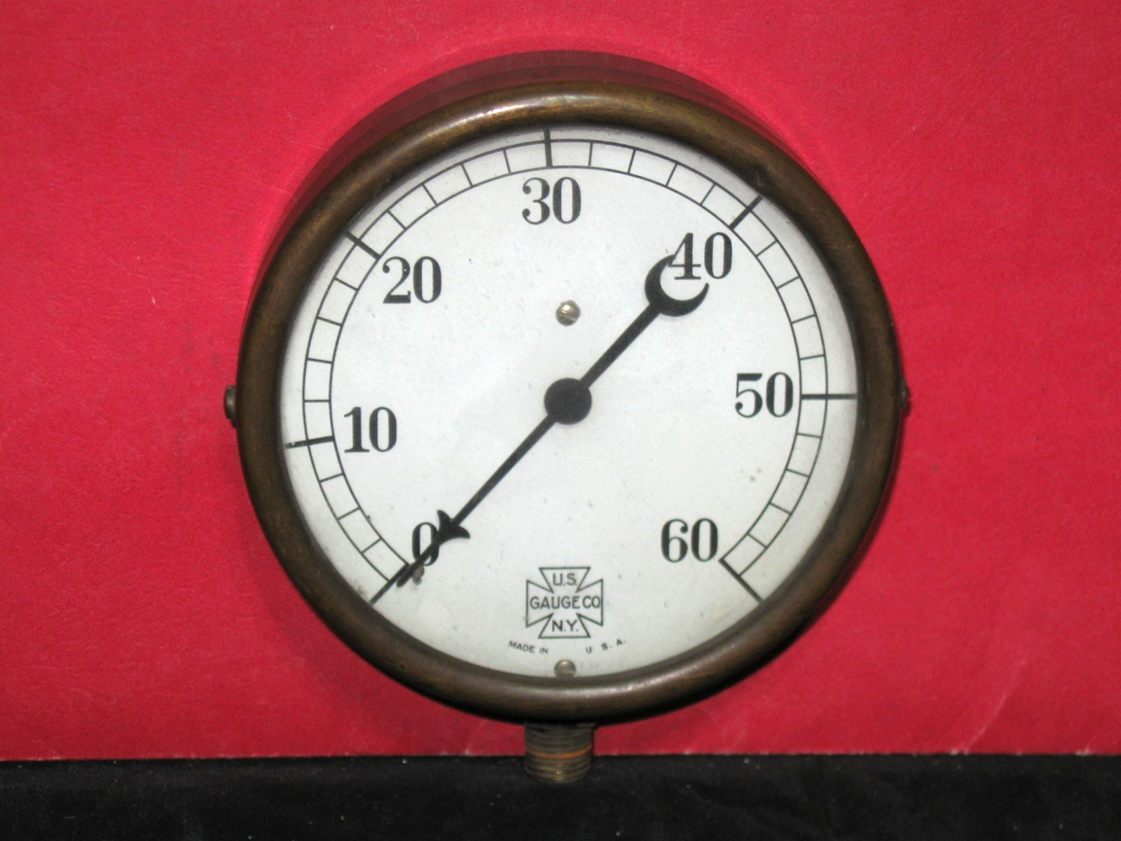 Antique US Gauge Co  Brass Steam 60 PSI Gauge Boiler Engine GREAT STEAMPUNK