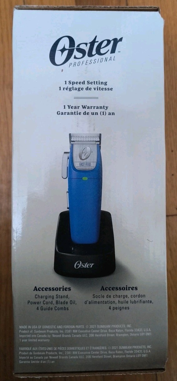 Oster Professional Cordless Fast Feed Hair Clipper – Blue – Barber Clipper