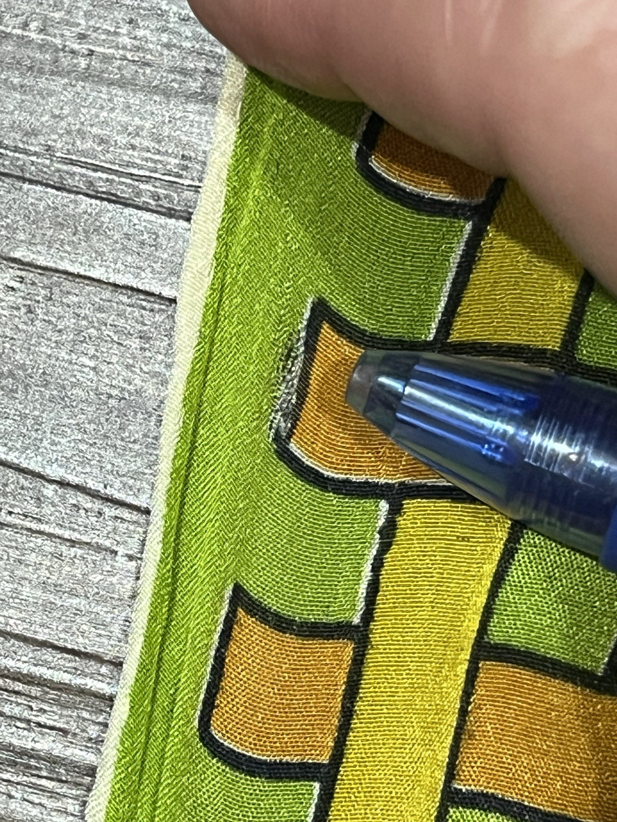 Vintage Unbranded Rectangle Woven Basket Pattern Bows Green Yellow Orange Scarf