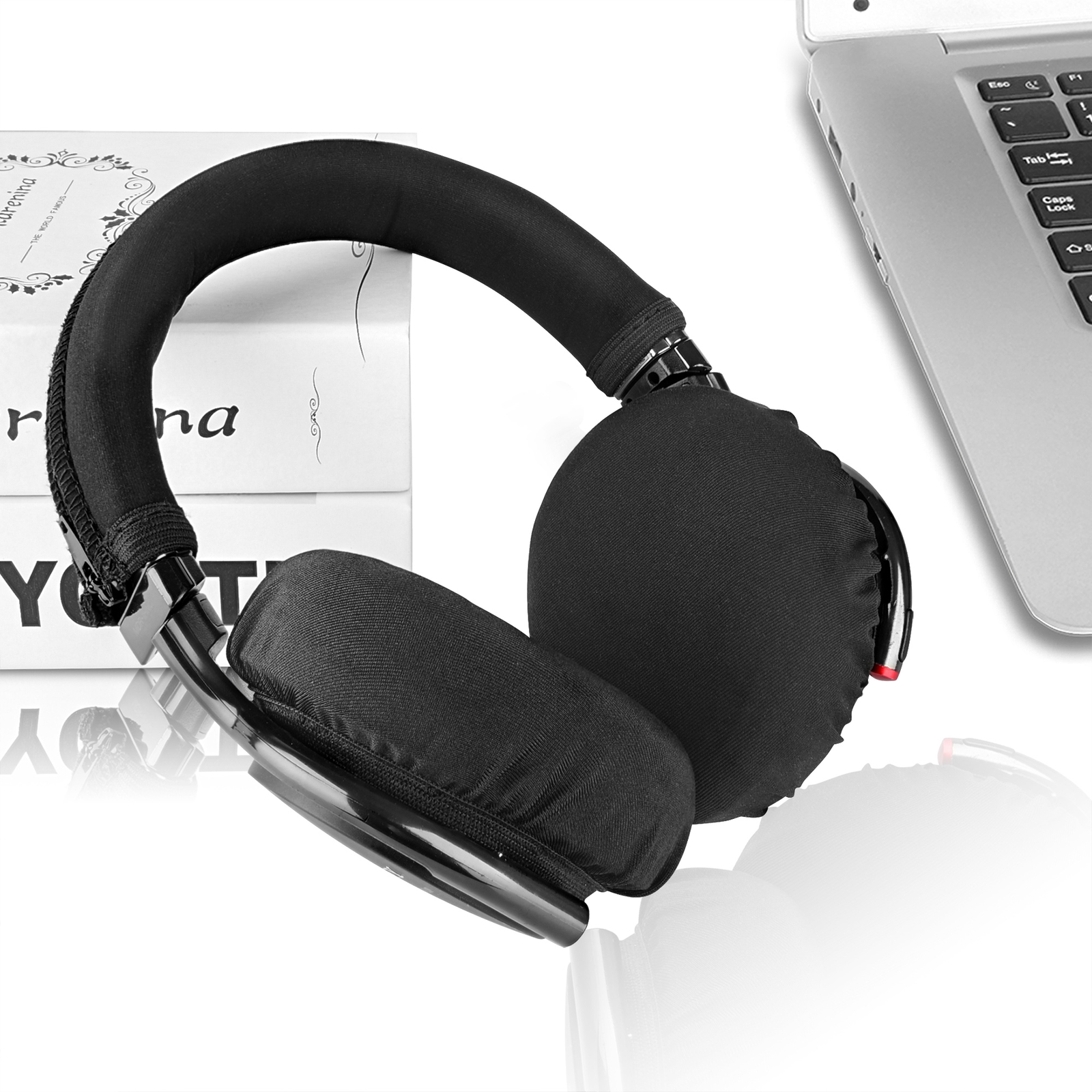 Geekria 2 Pairs Fabric Washable Headphone Ear Covers (M / Black)