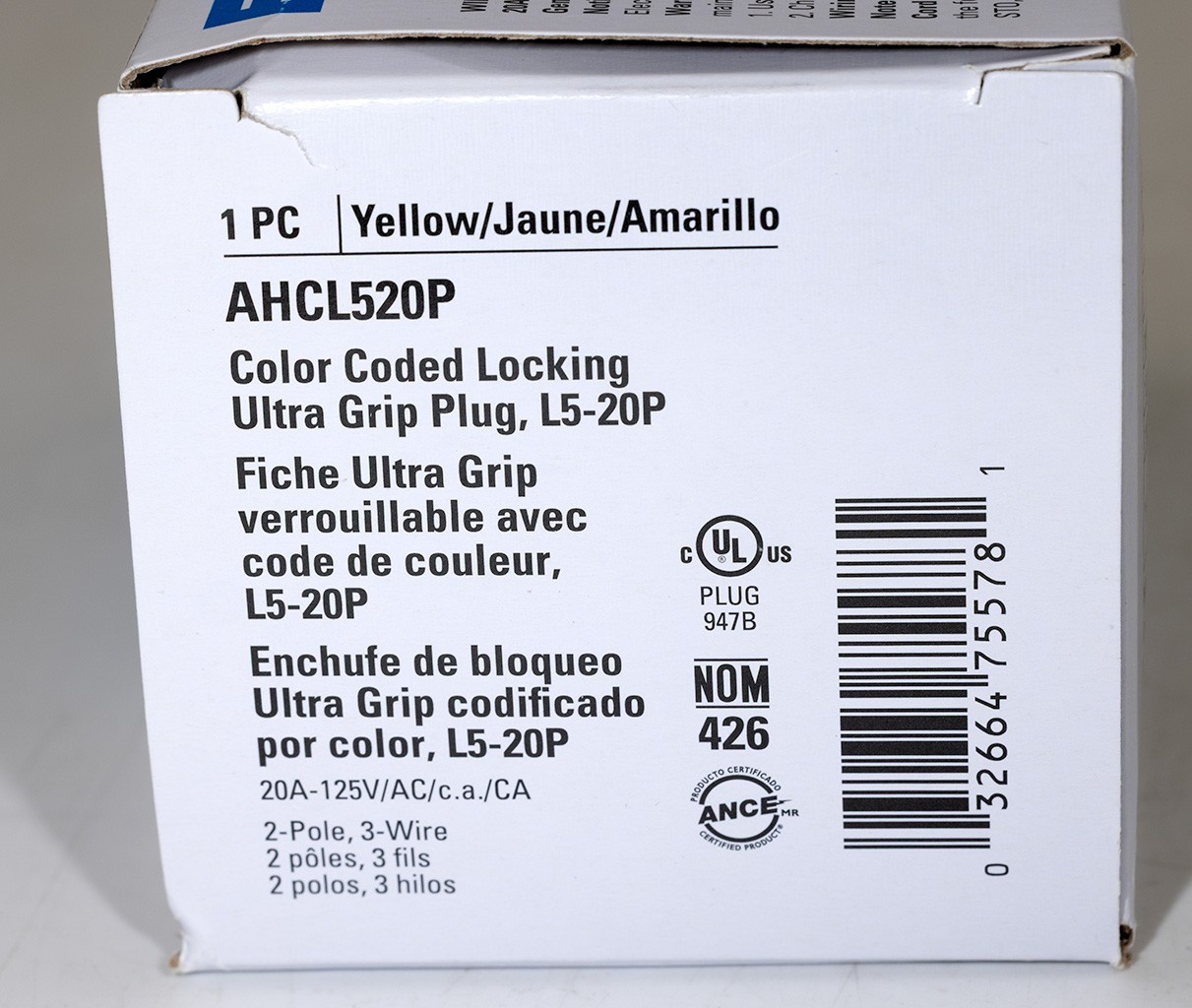 Eaton AHCL520P Industrial Locking Plug NEMA L5-20P 20A 125V 2-Pole 3-Wire