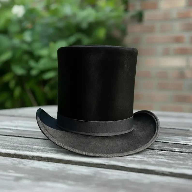 Handmade 100% Silk Very Tall Top Hat – Classic Formal Vintage Style Hat Premium