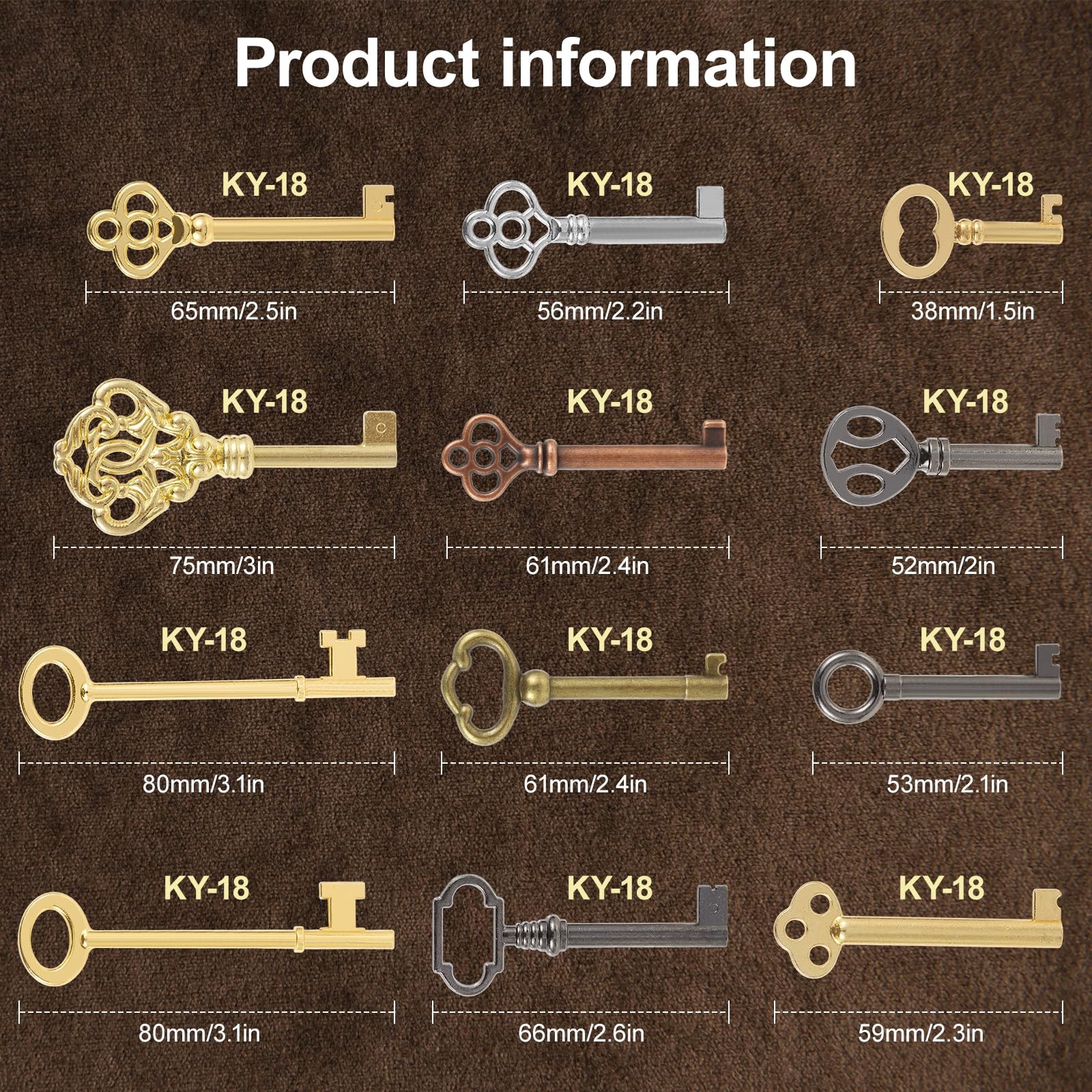 12PCS Hollow Barrel Universal Skeleton Key for Vintage Furniture and Locks