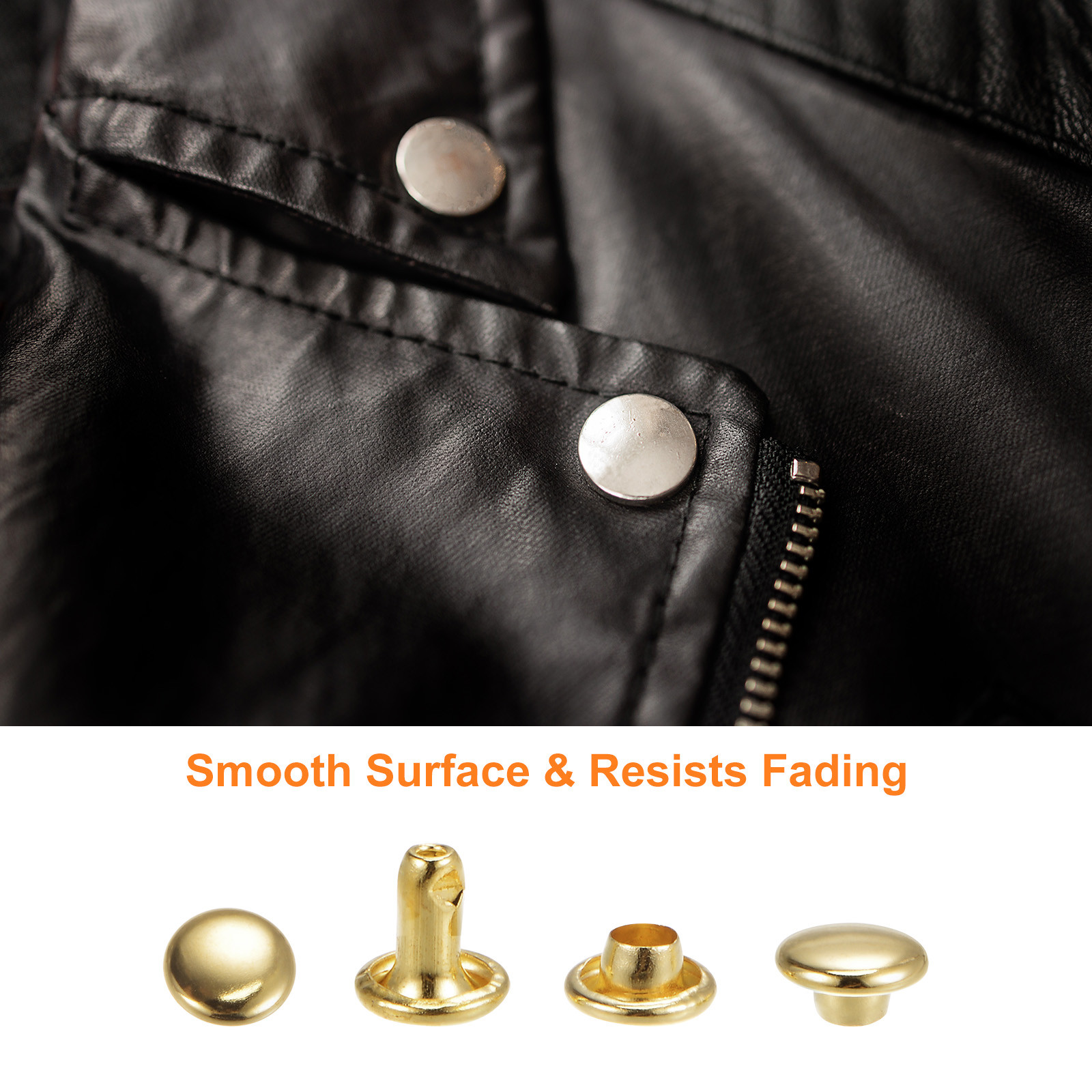 200 Sets Leather Rivets 9mm x 8mm Metal with 3 Setter Tools Bronze