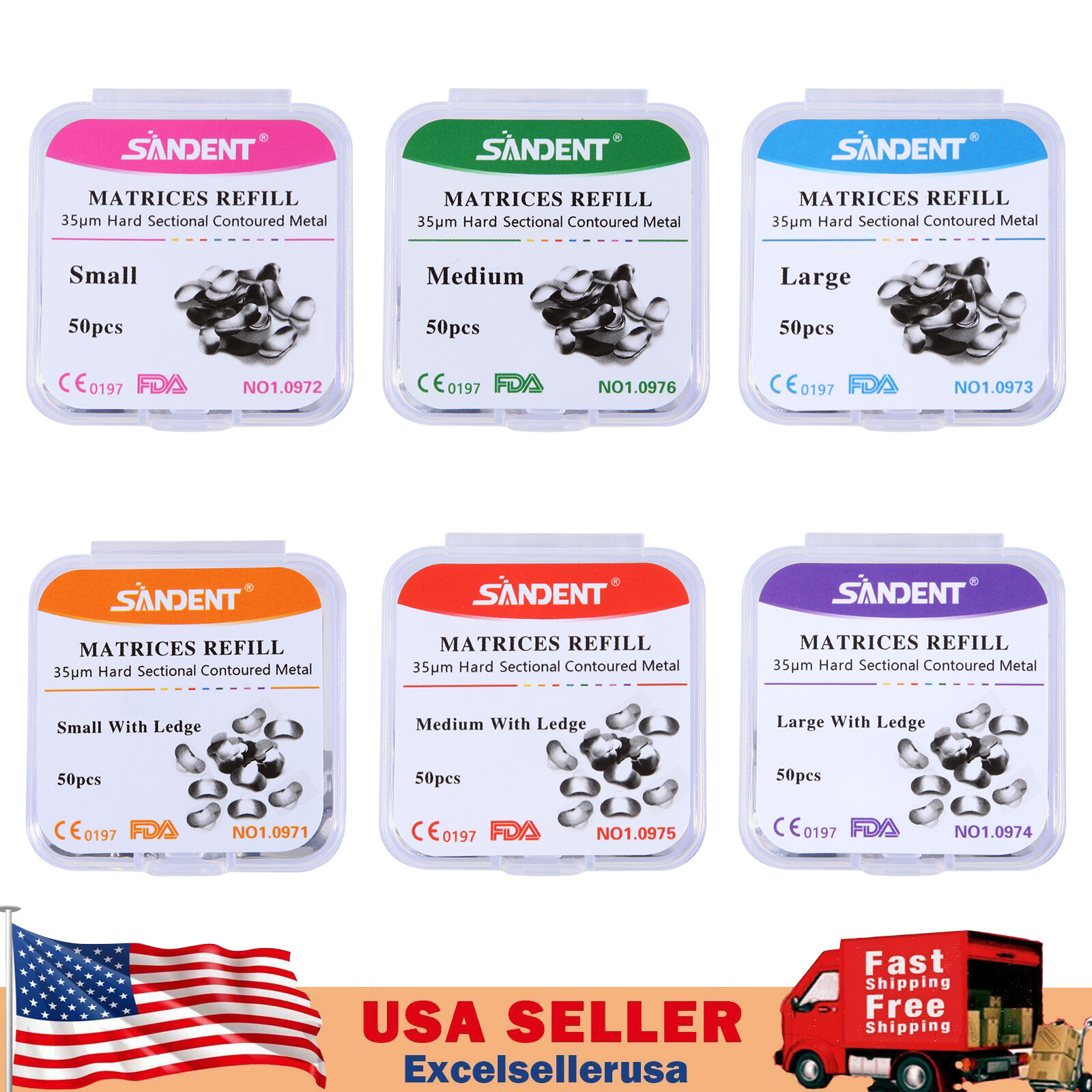 50 Pcs Dental Metal Matrices Matrix Band Sectional Contoured Refill S/M/L 35μm