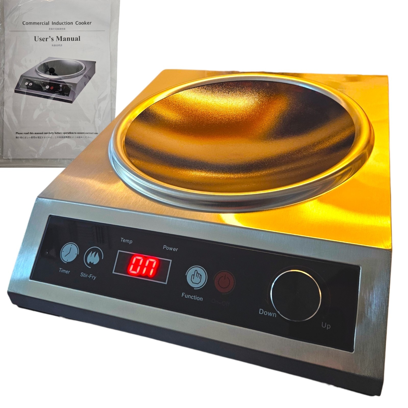 1800W Electric Wok Used for Home and Commercial,Induction Wok with Concave Surfa
