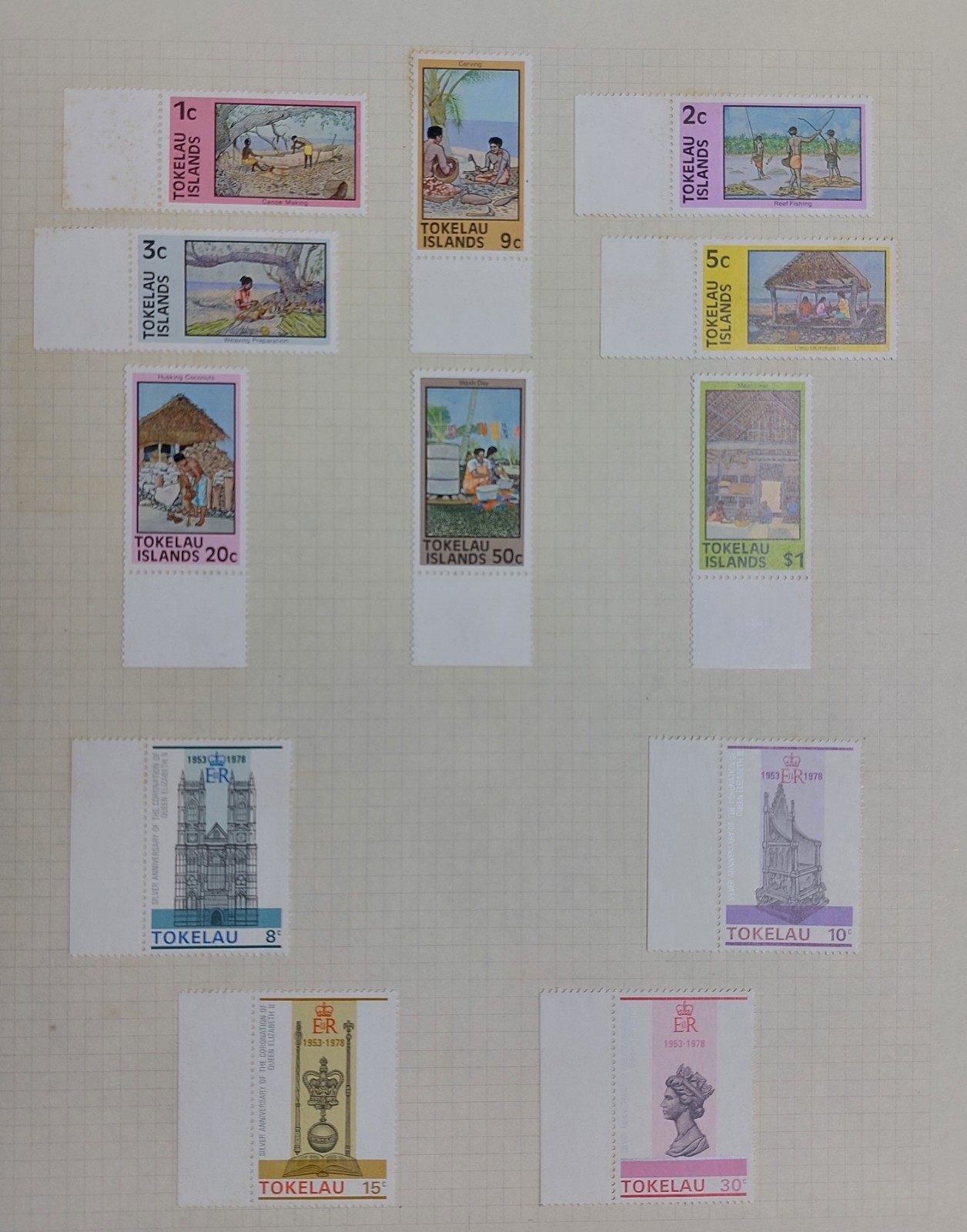 1960's Tokelau Island Collection of MLH Stamps on 5 Album Pages