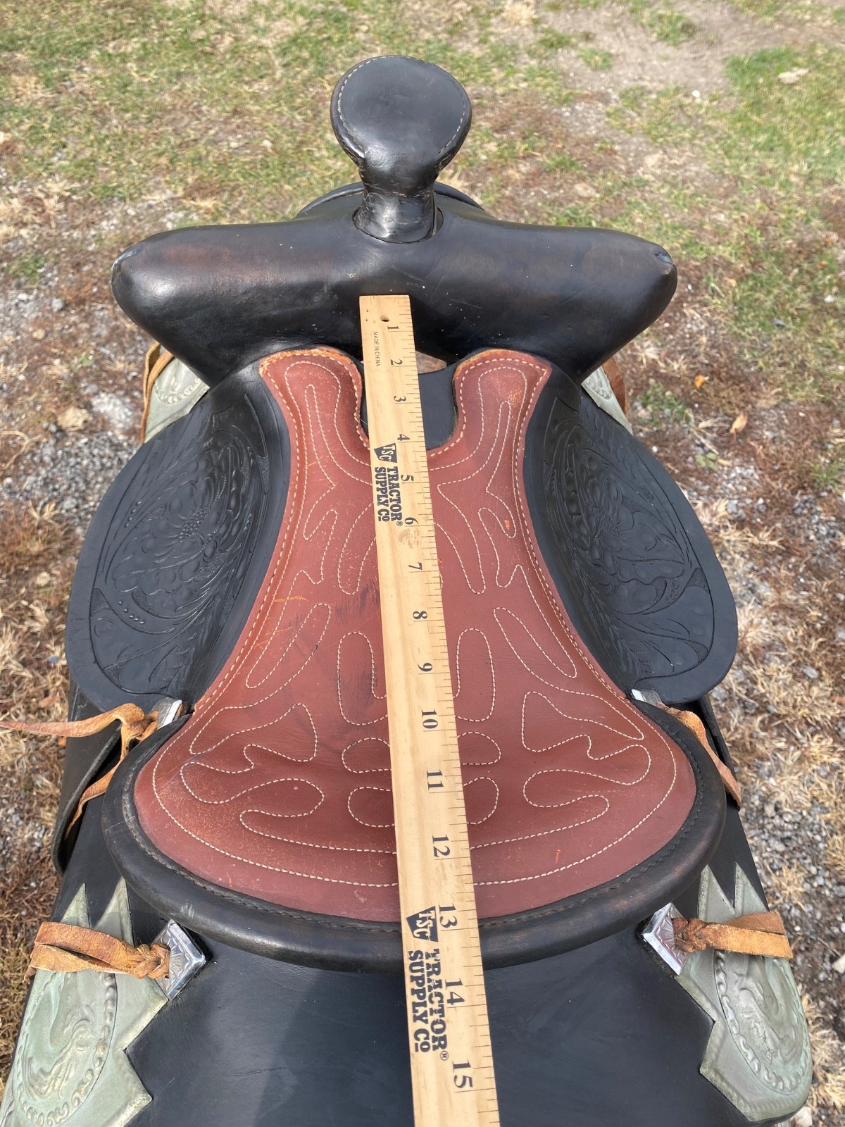 Vintage/Antique 13" youth Western parade saddle w/silver horse heads