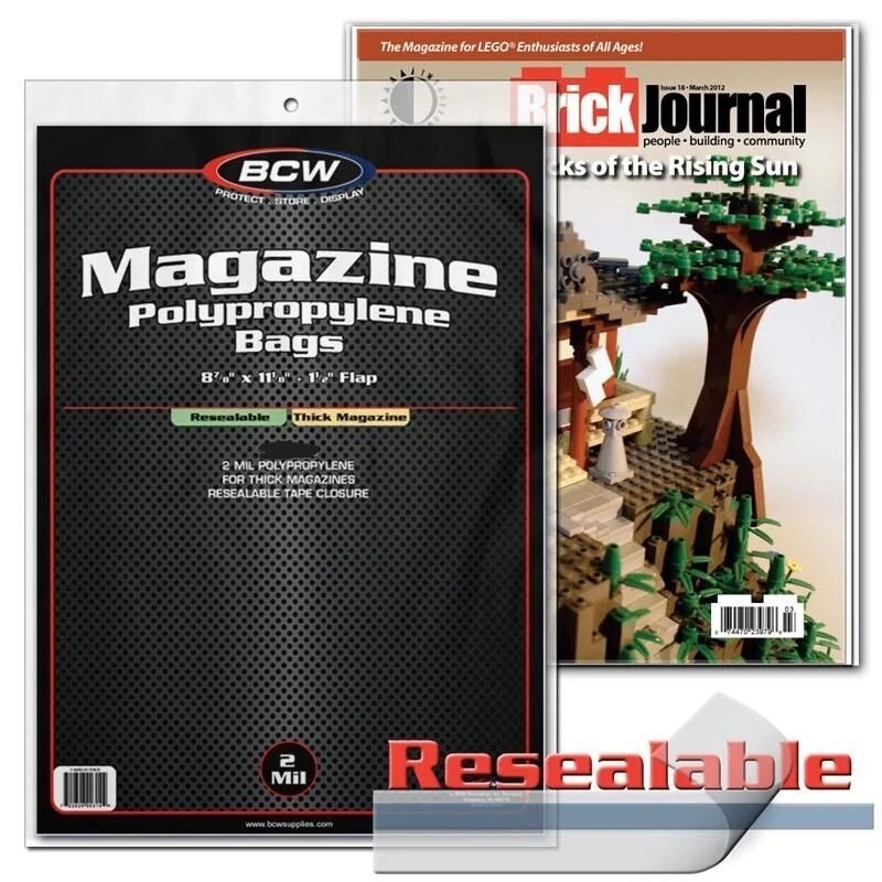 New (25 ct) BCW Magazine Resealable Thick Bag-Acid Free