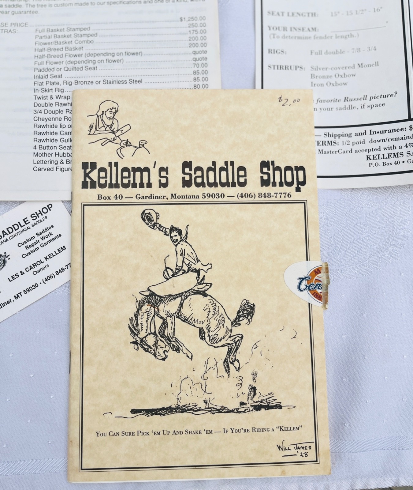 RARE VTG 1989 KELLEM'S SADDLE SHOP Montana Centennial Catalog/Price List