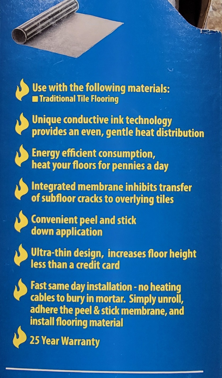 QuietWarmth 120V Radiant Heat Film For Tile 18”x5’ Underfloor Heating