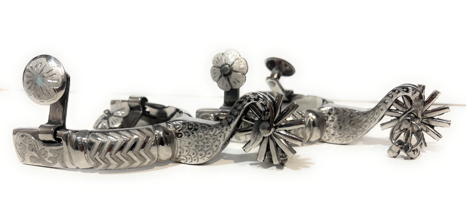 MEXICAN CHARRO SPURS. ESPUELAS CHARRAS CISNE CHARRO SADDLE HORSE GEAR