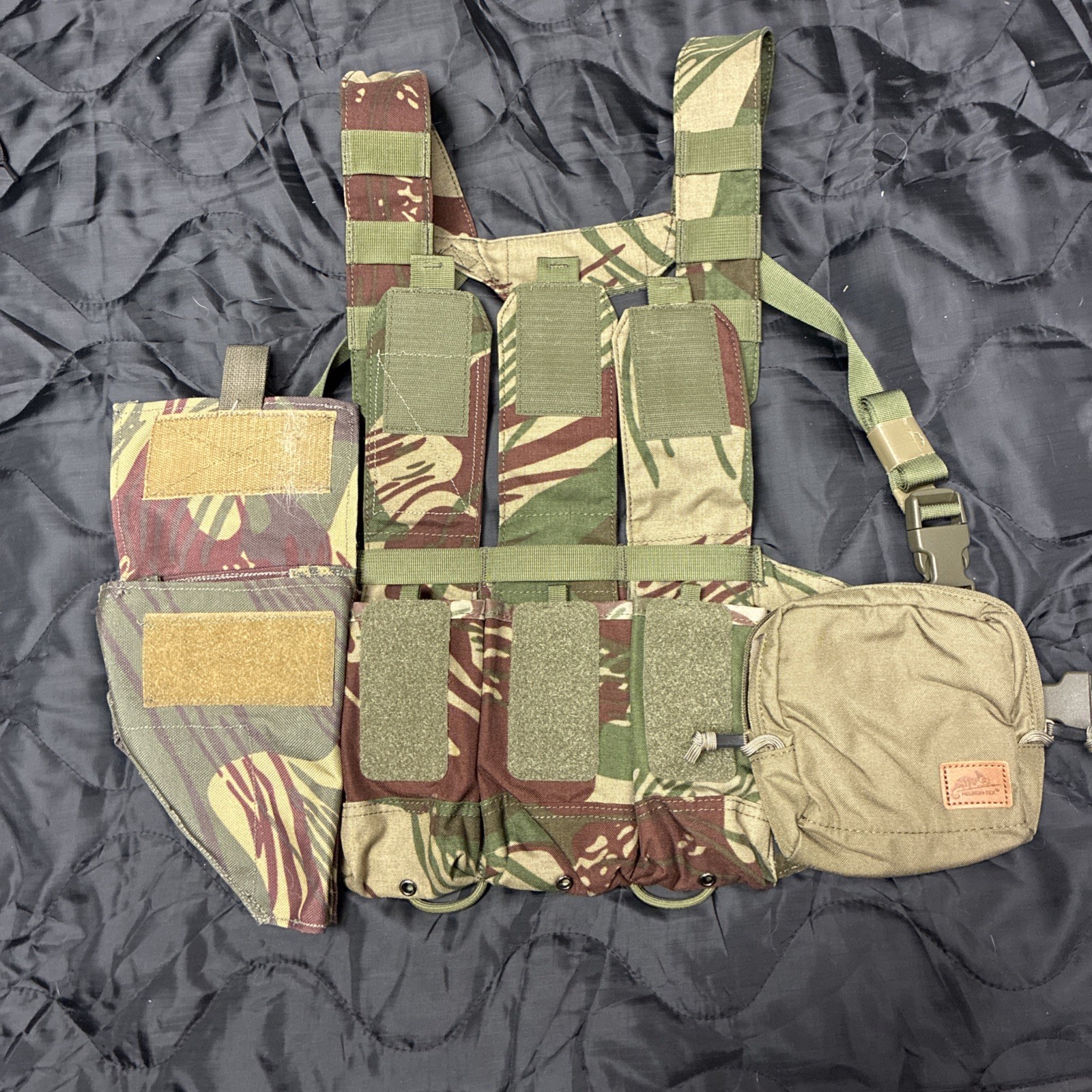 Helikon-Tex Chicom Chest Rig - Extra Pouch - Custom Holster - Rhodesian Camo