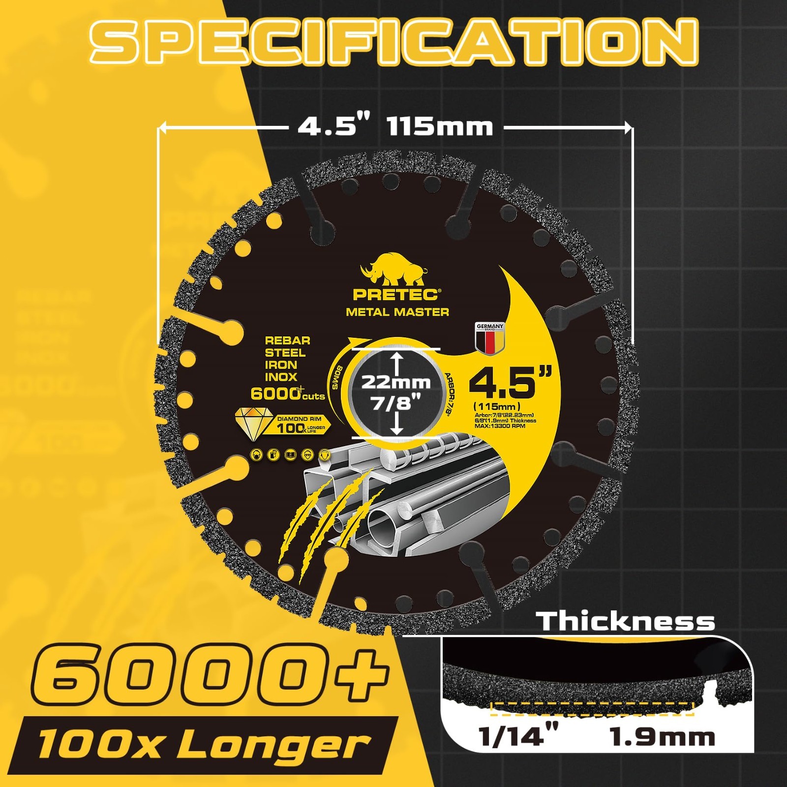 3"/4.5"/5" Diamond Cut-Off Wheel–Durable Metal Cutting Disc for Angle Grinder
