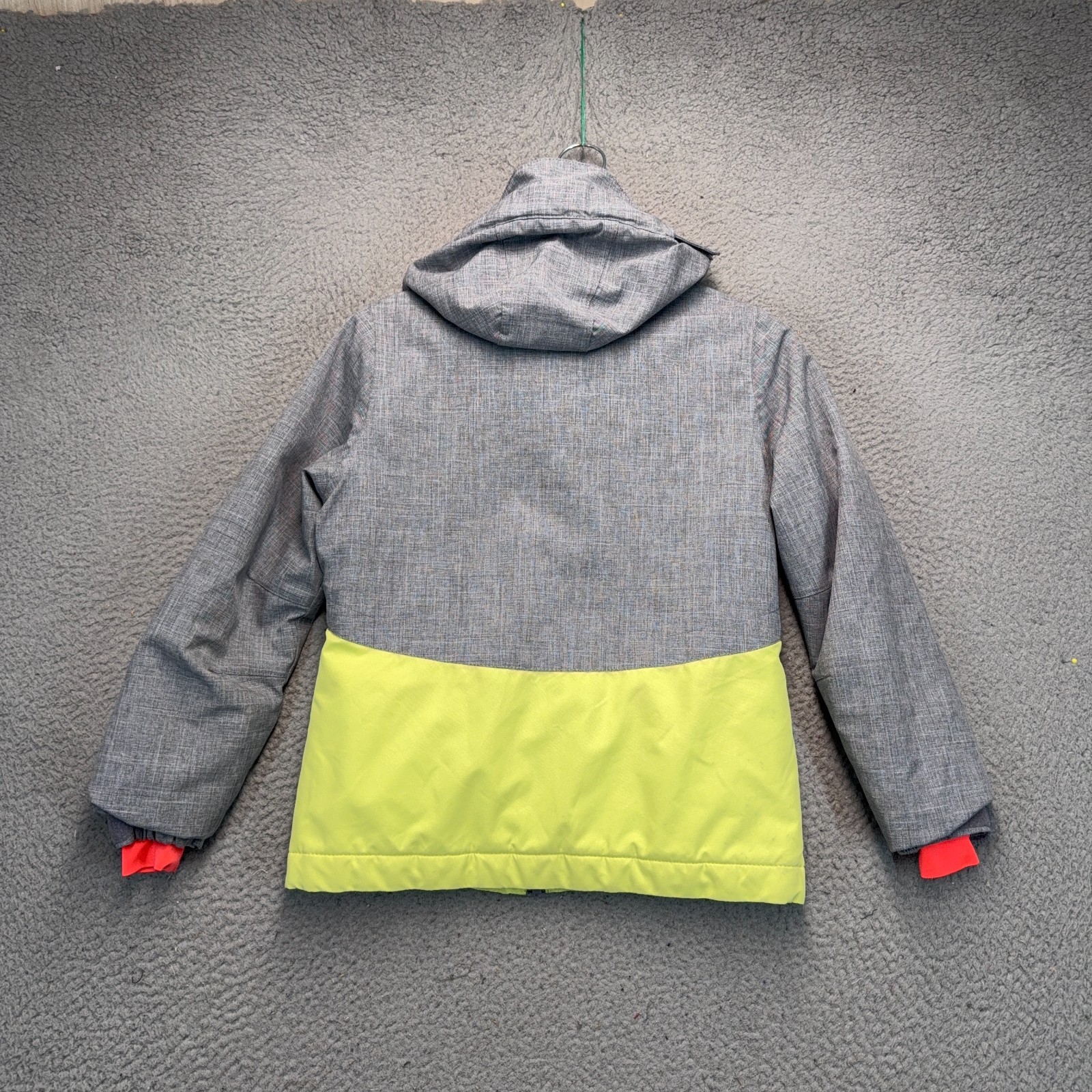 ONeill Jacket Girls 8 Gray Yellow Colorblock Snowboard Ski Hooded Insulated