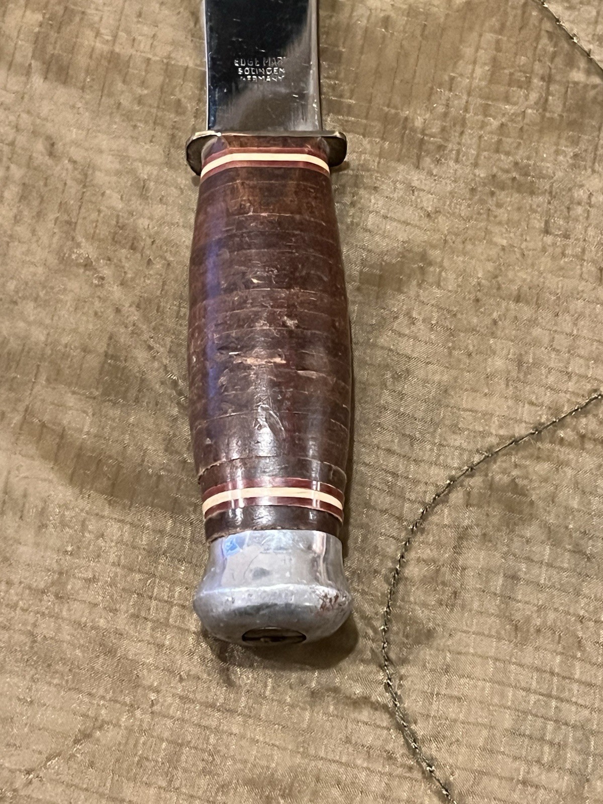 Vintage Edge Mark BULL’S EYE Throwing Knife w Sheath- Solingen Germany