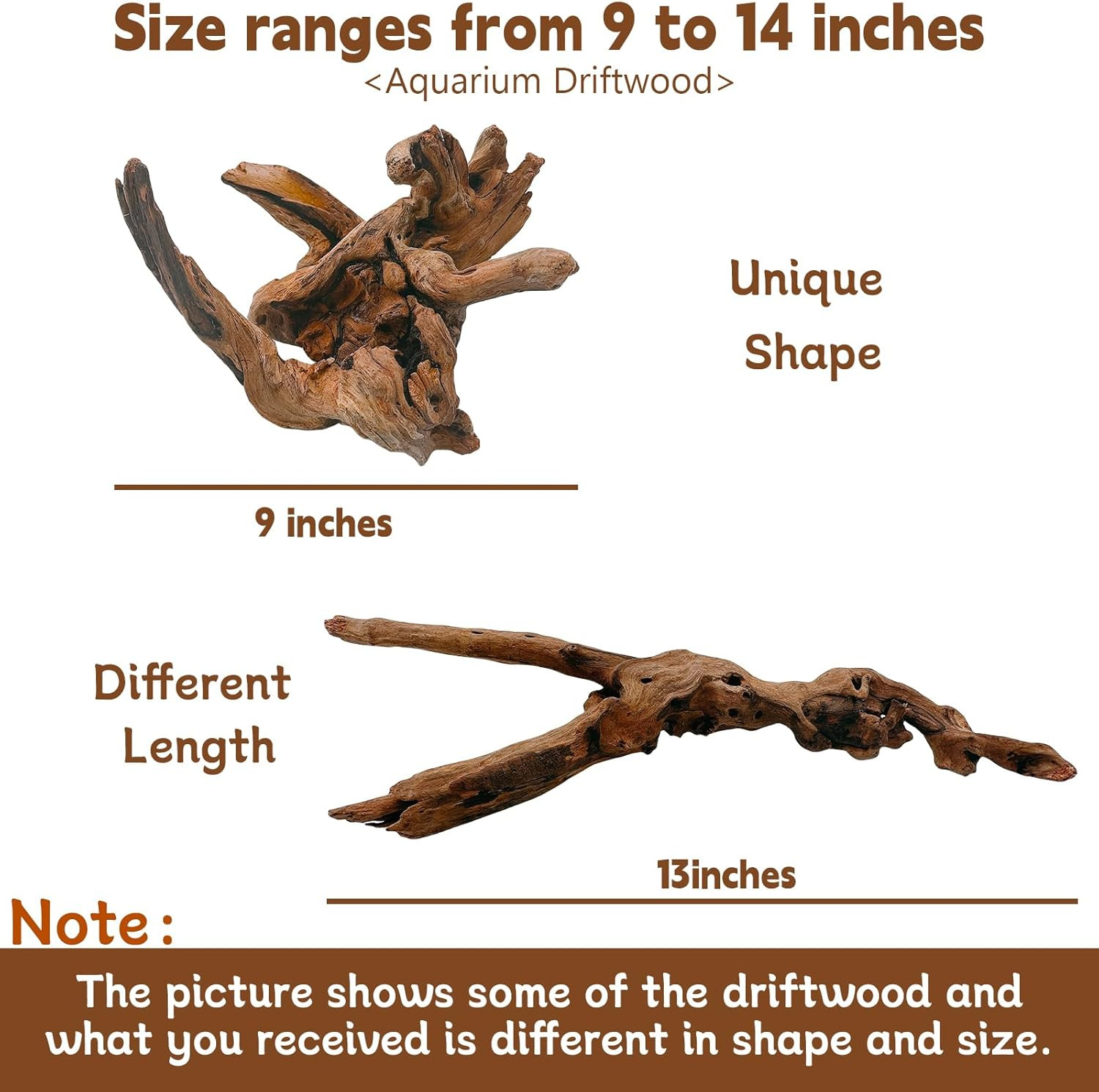 Natural Driftwood for Aquarium Decor-9-14 Assorted Large Driftwood,Fish Tank Dri