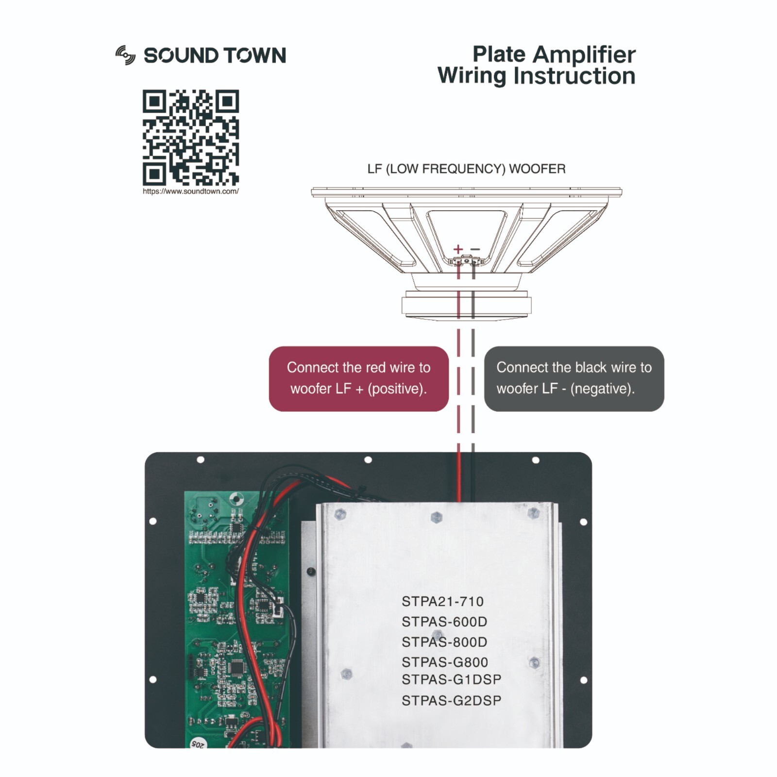 OPEN BOX:Sound Town Class-D Plate Amp for Sub Cabinet, 800W, LPF (STPAS-G2DSP-R)
