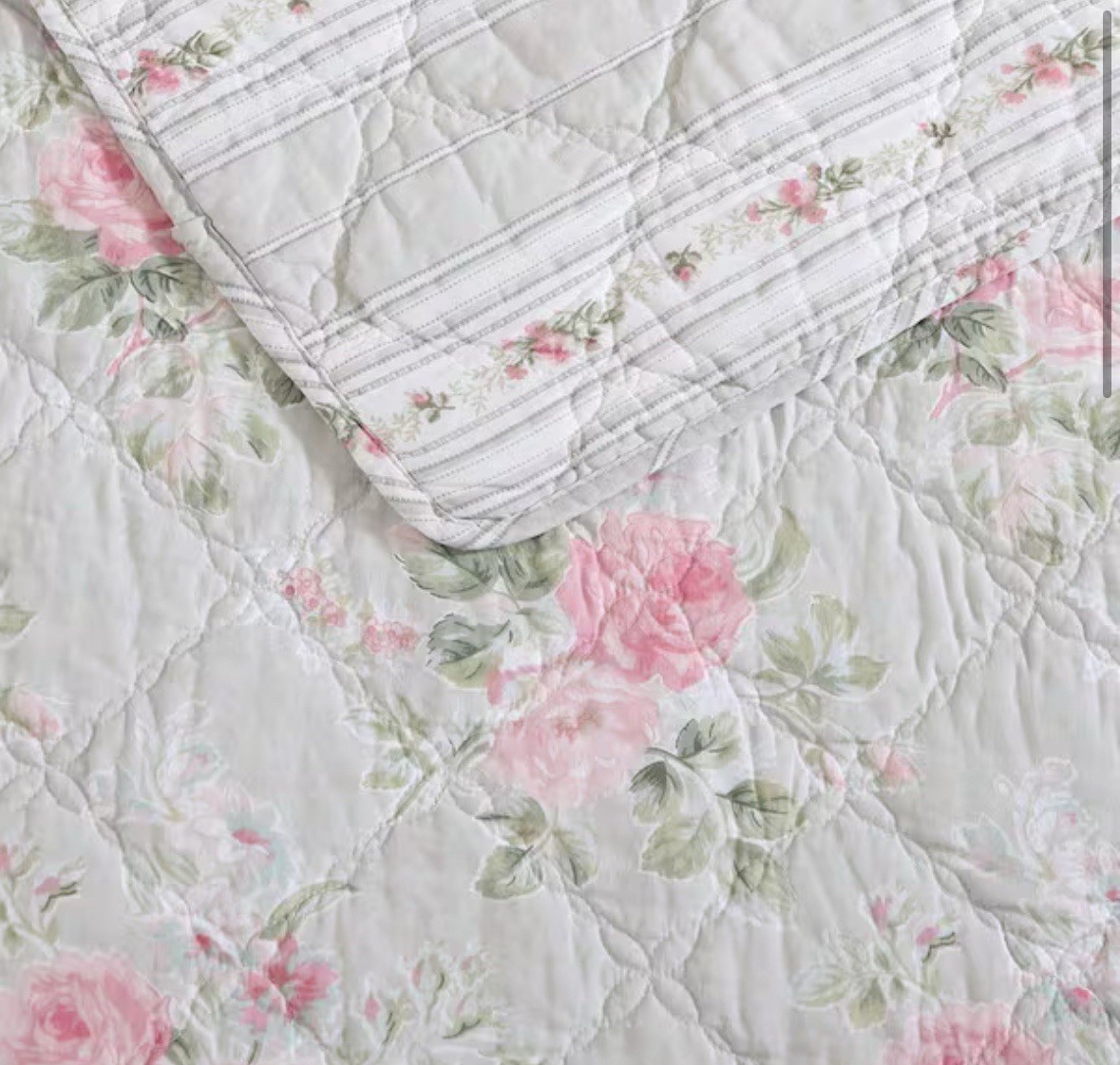Laura Ashley Melany Pink/Gry TW Quilt/Sham Set VP WEB BASIC