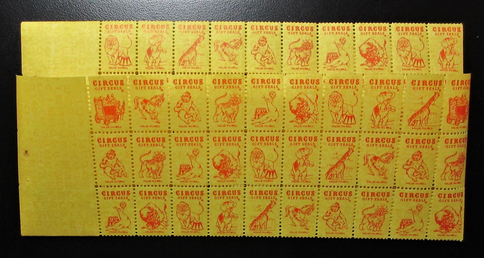 100 Circus Merchant Trade Stamps - MNH - Animals - Horse - Wagon - Elephant