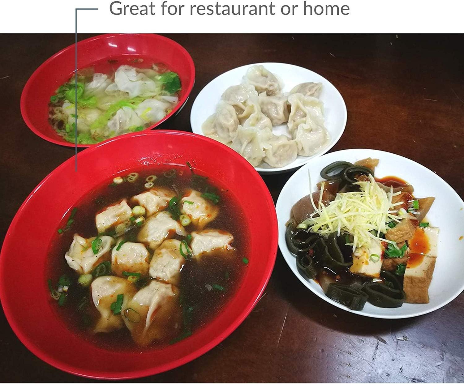 2 Pack Large Soup Bowl Japanese Style Plastic Ramen 52 oz Black and Red S-2396x2