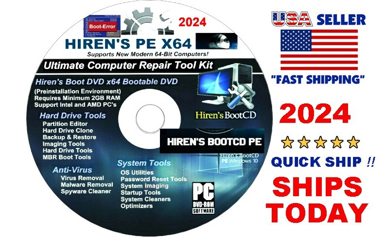 Hiren's Boot CD/DVD•Windows Recovery•HDD,SSD Repair&Clone•Virus Removal & More