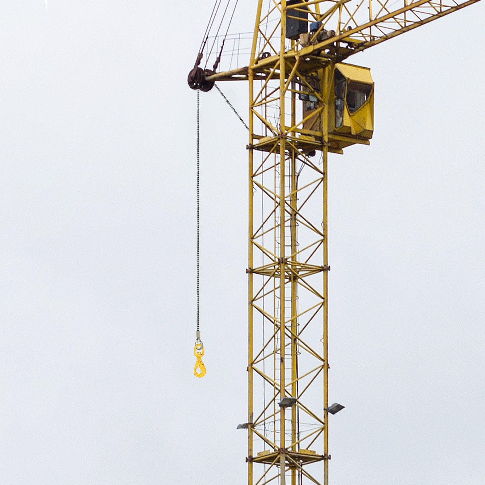 Wire Rope with Swivel Hook 3/8"x150ft Winch Cable with Self Locking Hook Safety