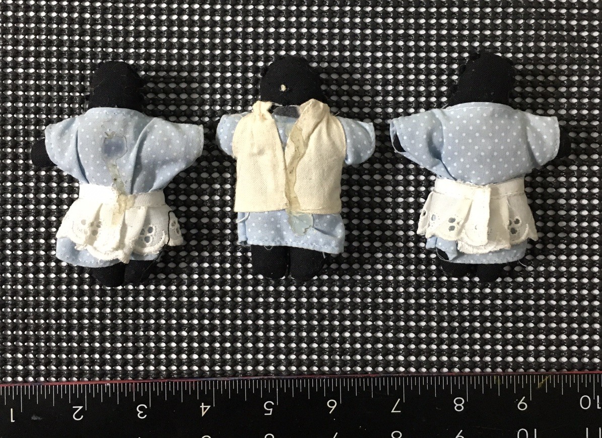 (3) Vintage Handmade Cloth Black Americana Mini Plush Dolls African American Toy