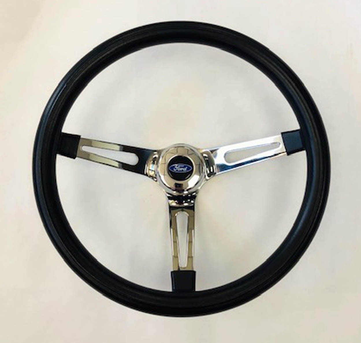 78 - 91 Bronco F100 F150 F250 F350 Black on Chrome Spoke Steering Wheel 13 1/2"