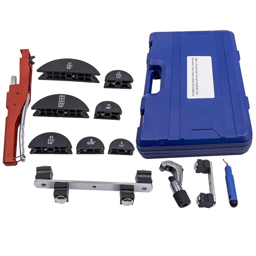 HVAC Ratcheting Pipe Tube Bender Tool Kit 1/2'' 1/4"-7/8" 90 Bending 7 Dies
