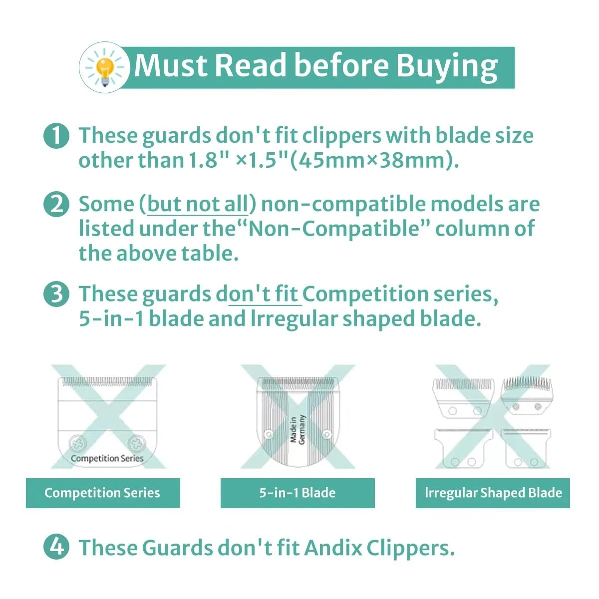 Clipper Guards Set 16 14 12 10 Compatible with Most Wahl Clippers Clipper Gui...